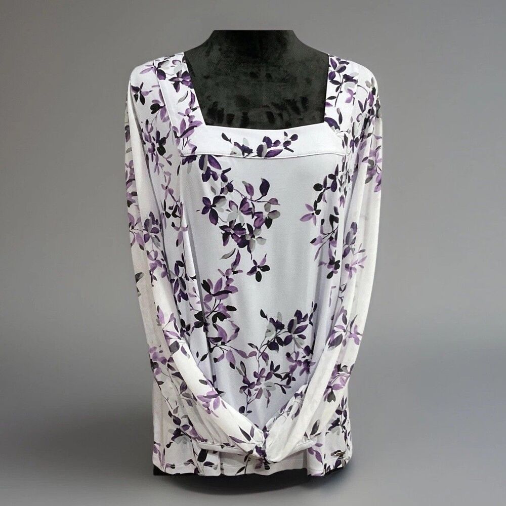 Calvin Klein Women’s Purple Floral Print Square Neckline Size 0X
